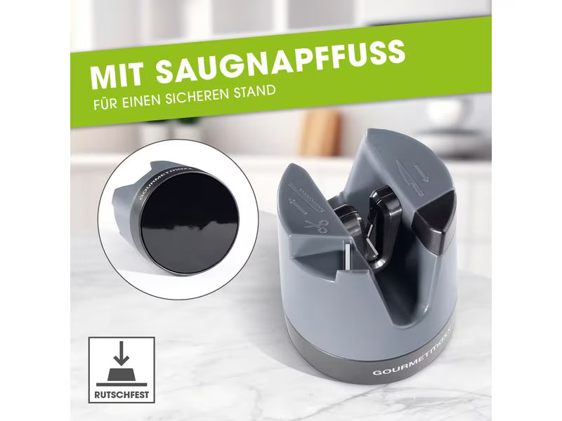GOURMETmaxx Messerschärfer 6.4 cm, Anthrazit/Schwarz