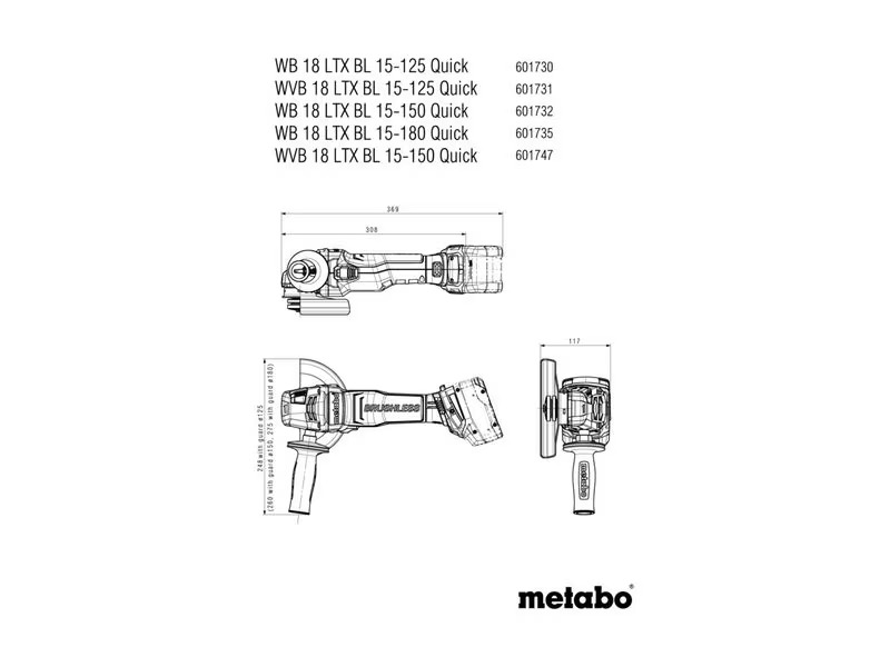 Metabo Winkelschleifer SSW 18 LTX 1450 B, 18 V, Solo, Ø 125 mm