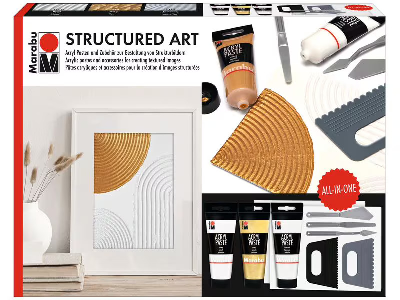 Marabu Acrylpaste Set Structured Art 3 x 100 ml, 10-teilig