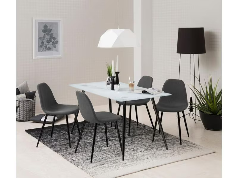 AC Design Stuhl Wilma 4 Stück, Dunkelgrau/Schwarz