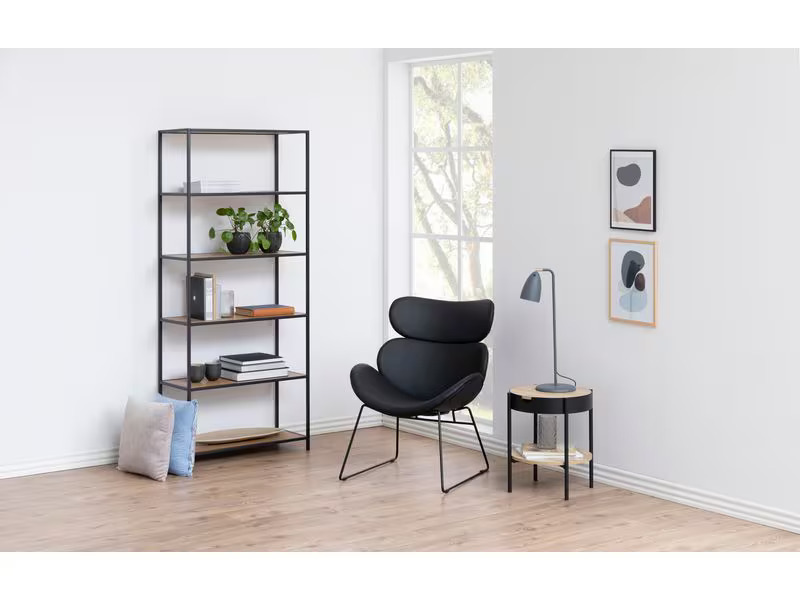AC Design Regal Seaford 77 x 35 x 185 cm, Eiche/Schwarz matt