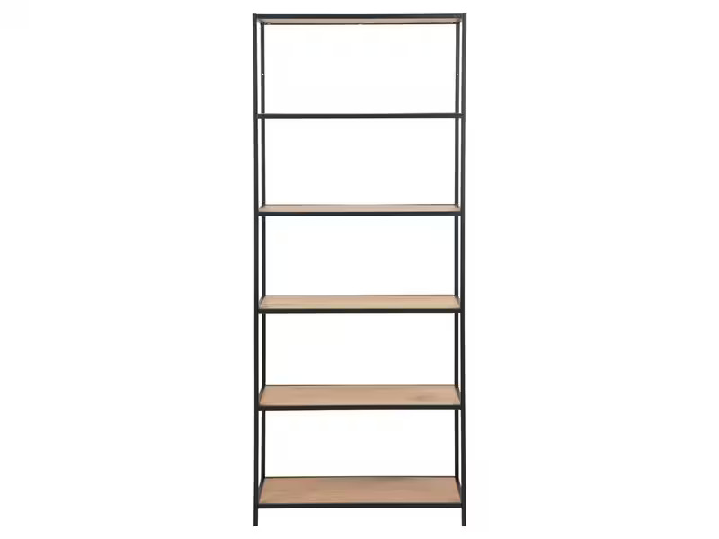 AC Design Regal Seaford 77 x 35 x 185 cm, Eiche/Schwarz matt