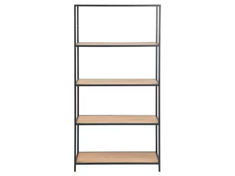 AC Design Regal Seaford 77 x 35 x 150 cm, Eiche/Schwarz matt