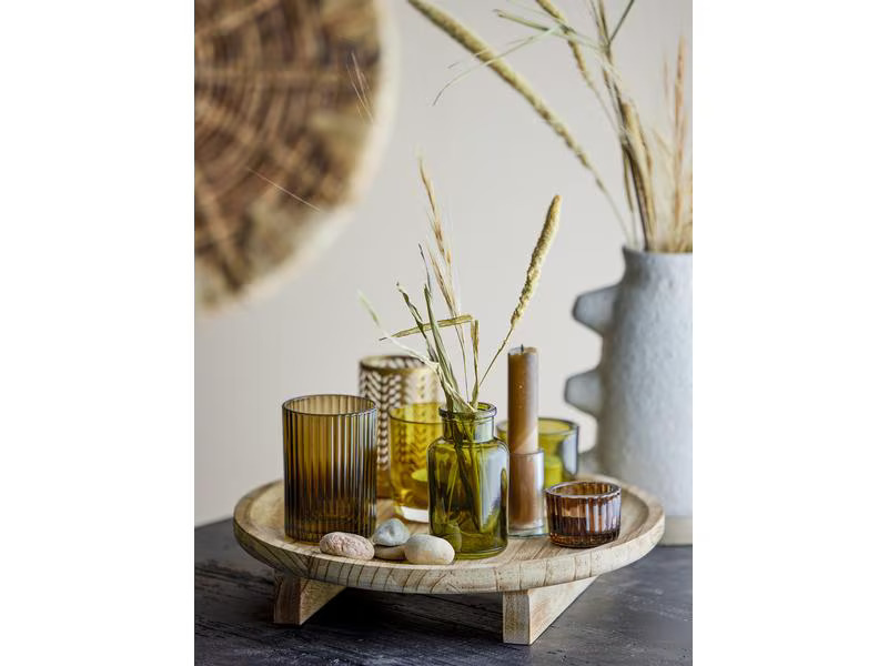 Bloomingville Windlicht Sanga 8er Set, Glas/Holz, Grün