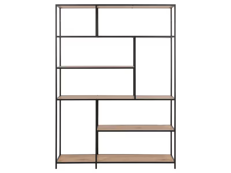 AC Design Regal Seaford 135 x 35 x 185 cm, Eiche/Schwarz