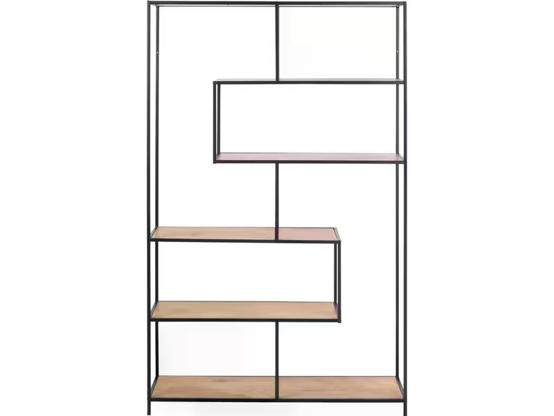 AC Design Regal Seaford 114 x 35 x 185 cm, Eiche/Schwarz