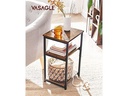 VASAGLE Beistelltisch mit 3 Ebenen 34 x 30 x 58 cm, Braun/Schwarz
