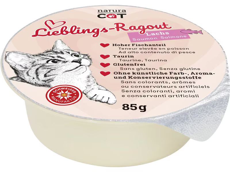 naturaCat Nassfutter Lieblings-Ragout Lachs, 12 x 85 g