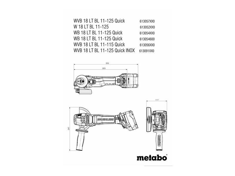 Metabo Winkelschleifer WB 18 LT BL 11-125 Quick, Ø 125 mm, Solo