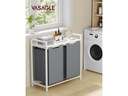 VASAGLE Wäschekorb  mit Ablage 2 x 46 l, Grau/Weiss