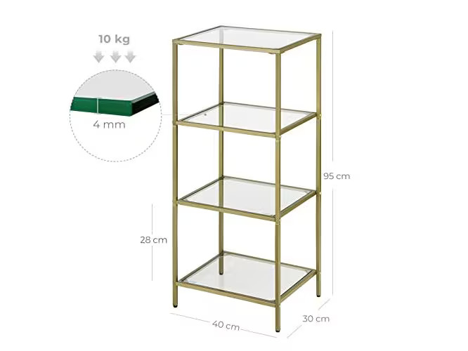 VASAGLE Regal 40 x 30 x 95 cm, Gold