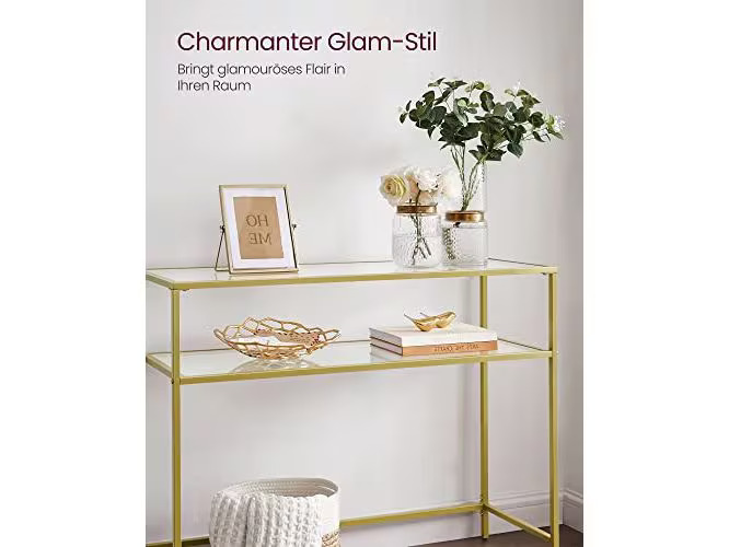 VASAGLE Konsolentisch 100 x 35 x 80 cm, Gold