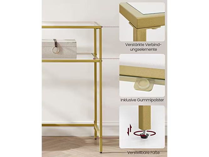 VASAGLE Konsolentisch 100 x 35 x 80 cm, Gold