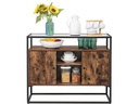 VASAGLE Kommode mit Glasoberfläche 100 x 35 x 80 cm, Braun/Schwarz