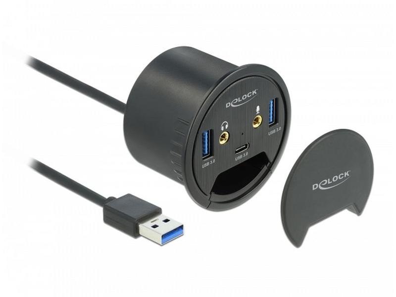 Delock Tisch-Hub USB 3.0 Typ A/C + HD Audio