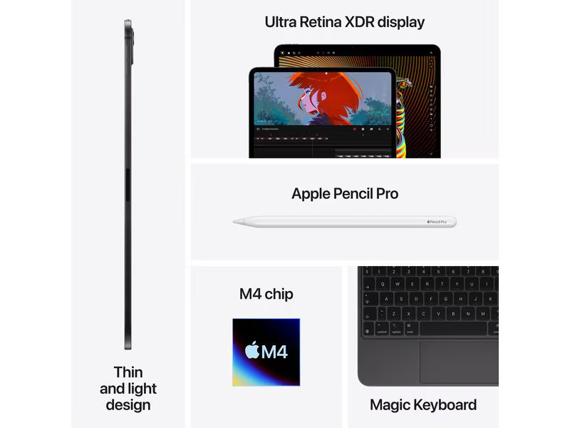 Apple iPad Pro 13 M4 Nano Cellular 2024 1000 GB Space Schwarz