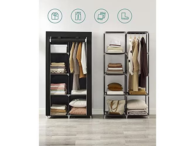 Songmics Regal mit Rolltür 88 x 45 x 170 cm, Schwarz