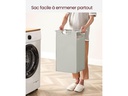 VASAGLE Wäschekorb  mit Ablage 3 x 38 l, Weiss
