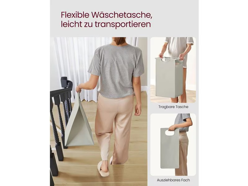 VASAGLE Wäschekorb  mit Ablage 3 x 38 l, Weiss