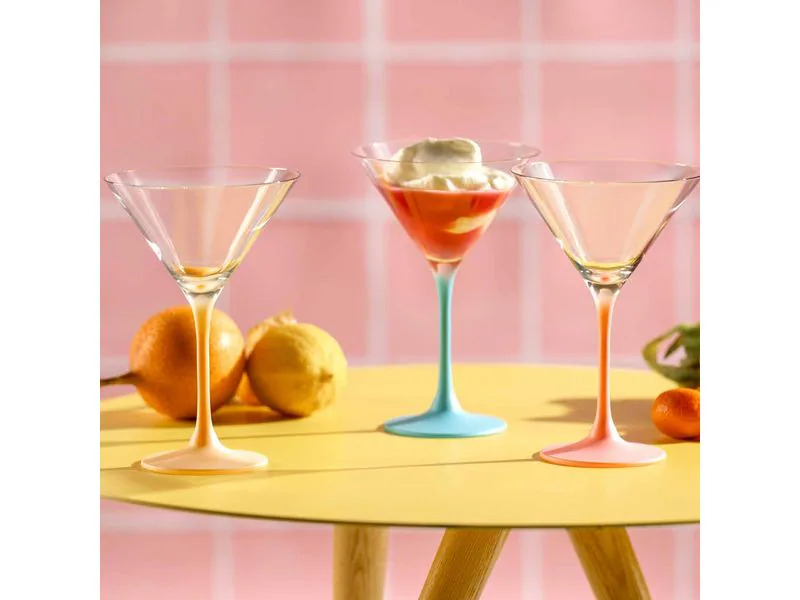 Leonardo Cocktailglas Brera 230 ml, 6 Stück, Himmelblau/Pfirsich/Rosa
