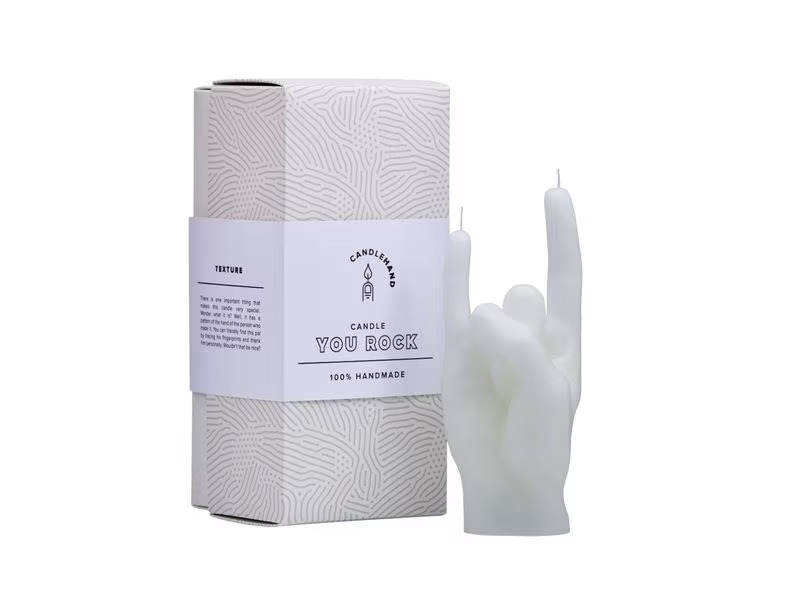 Mandatus Kerze You Rock Candle Hand, Weiss