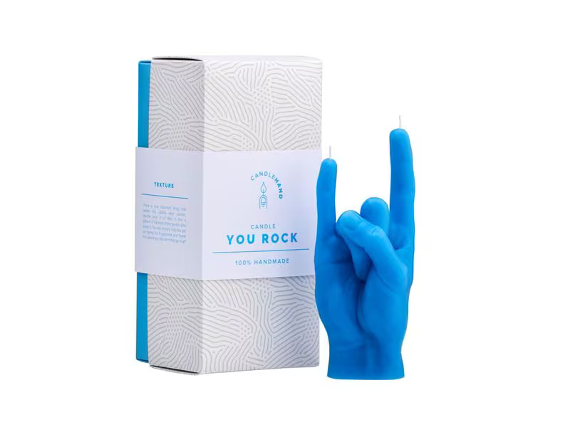 Mandatus Kerze You Rock Candle Hand, Blau