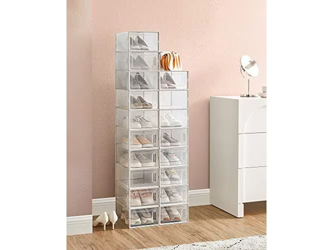 Songmics Schuhorganizer stapelbar 18-er Set, Transparent