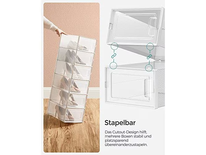 Songmics Schuhorganizer stapelbar 18-er Set, Transparent