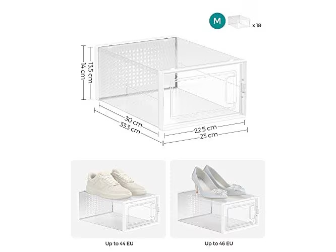 Songmics Schuhorganizer stapelbar 18-er Set, Transparent