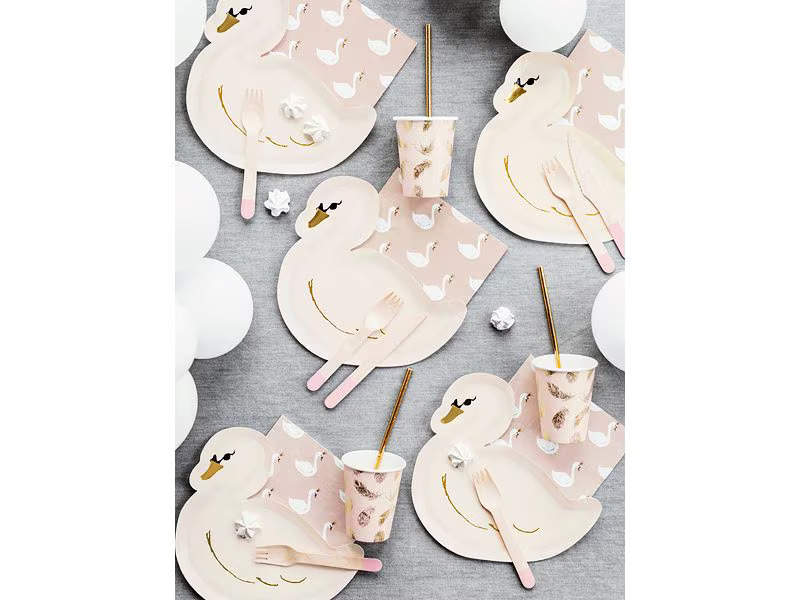 Partydeco Papierservietten Lovely Swan Rosa, 33 x 33 cm, 20 Stück