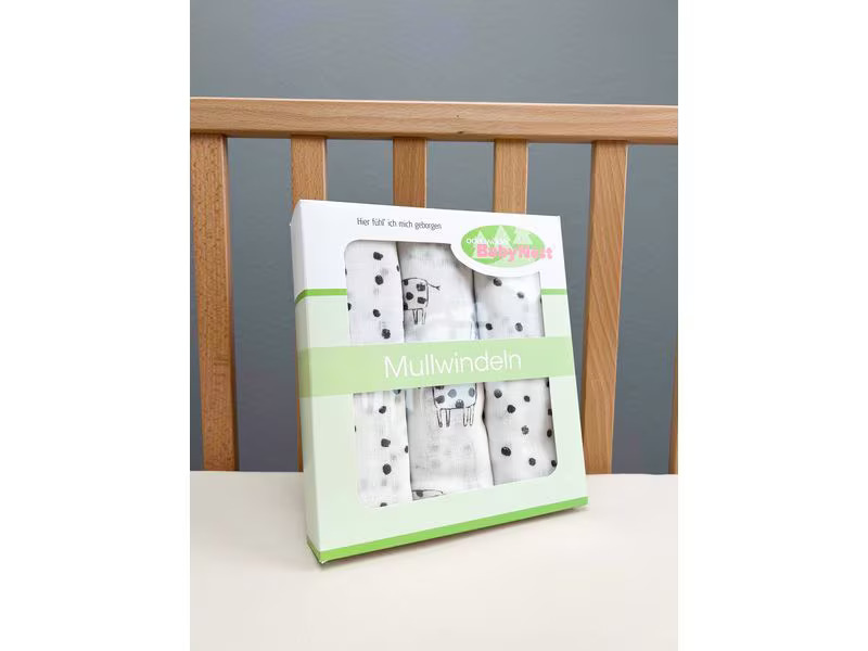 Odenwälder Mulltuch Giraffe 3er Set Anthrazit 80 x 80 cm