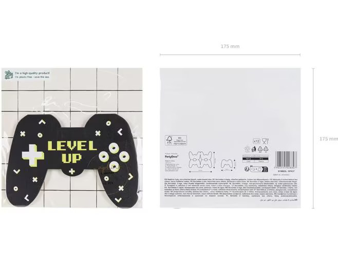 Partydeco Papierservietten Game Controller 11.5 x 16 cm, 12 Stück