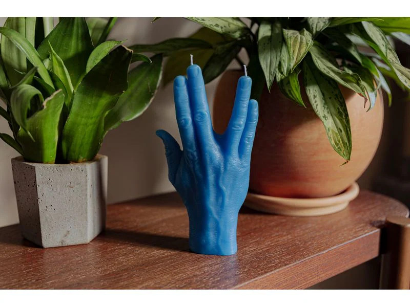 Mandatus Kerze LLAP Candle Hand, Blau