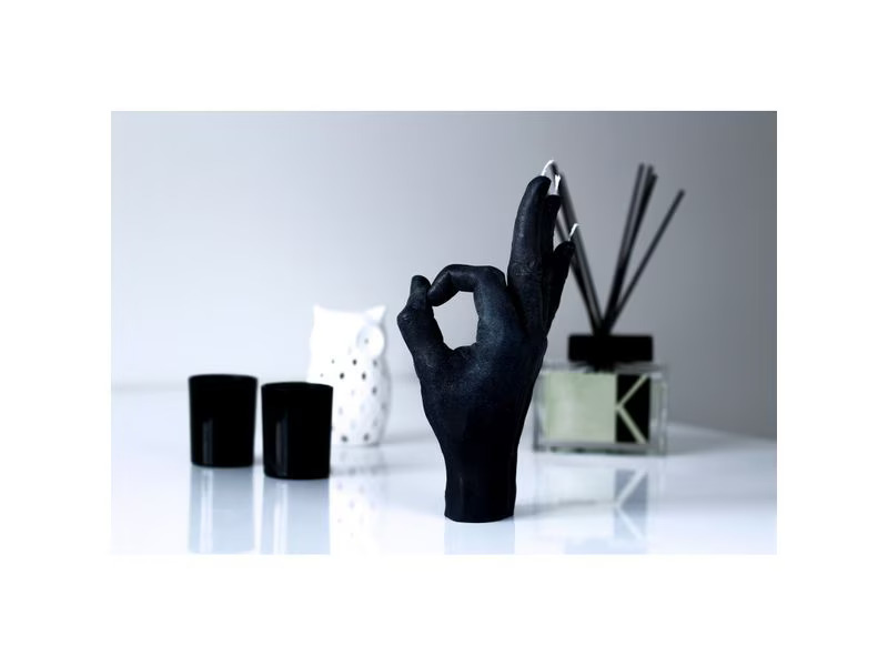 Mandatus Kerze Candle Hand OK, Schwarz