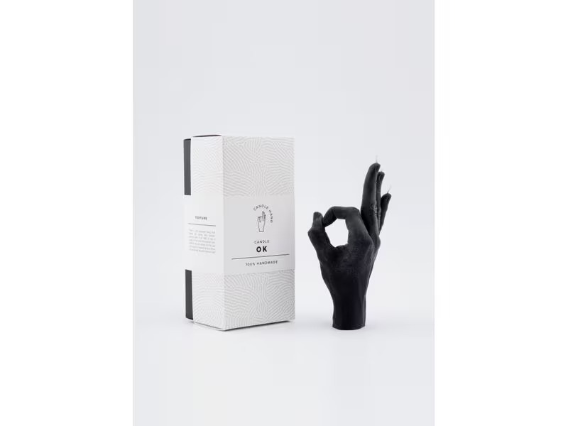 Mandatus Kerze Candle Hand OK, Schwarz