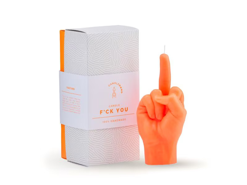 Mandatus Kerze Candle Hand F*ck you, Neonorange