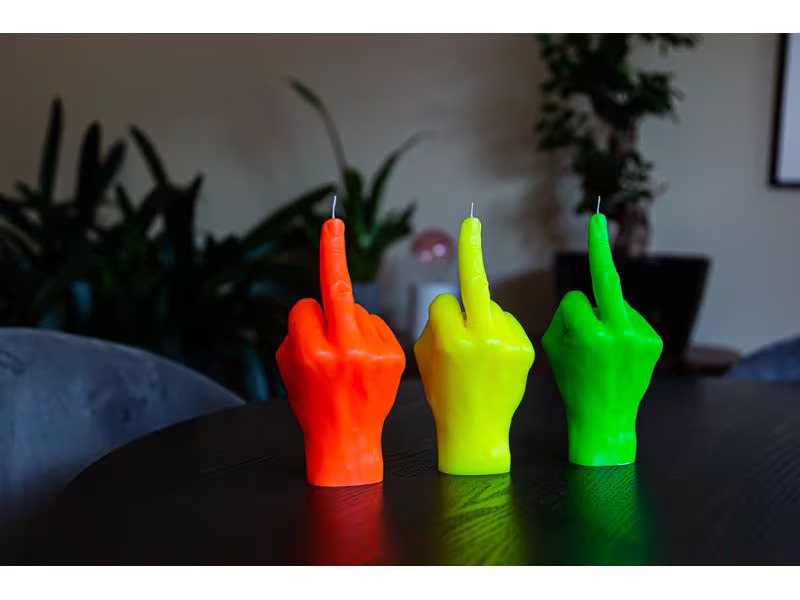 Mandatus Kerze Candle Hand F*ck you, Neonorange