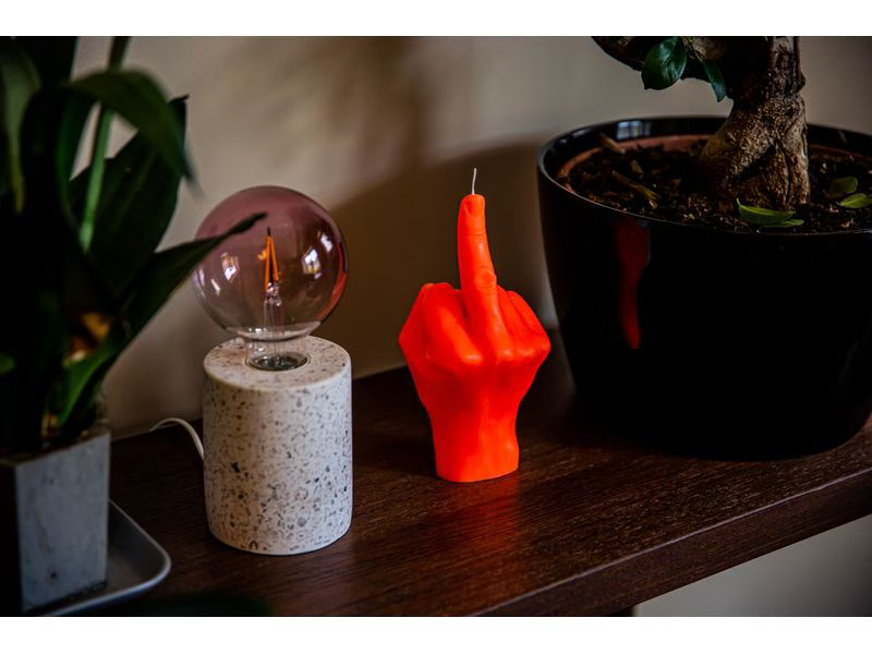 Mandatus Kerze Candle Hand F*ck you, Neonorange