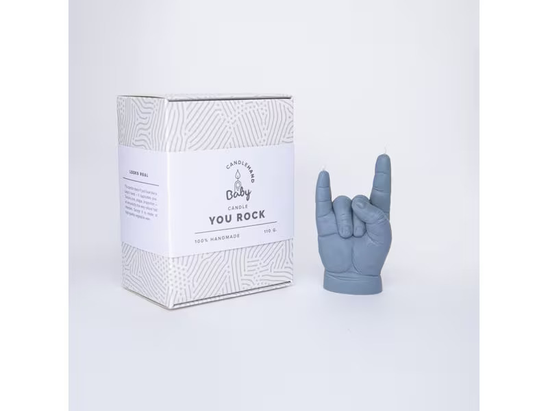 Mandatus Kerze Baby You Rock Candle Hand, Grau
