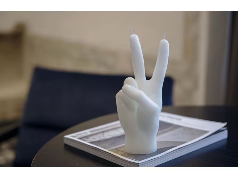 Mandatus Kerze Candle Hand Victory, Weiss
