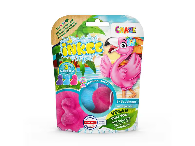 Craze Badespass Inkee 3 Flamingo Badebomben mit Jojobaöl