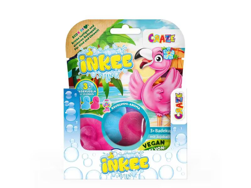 Craze Badespass Inkee 3 Flamingo Badebomben mit Jojobaöl