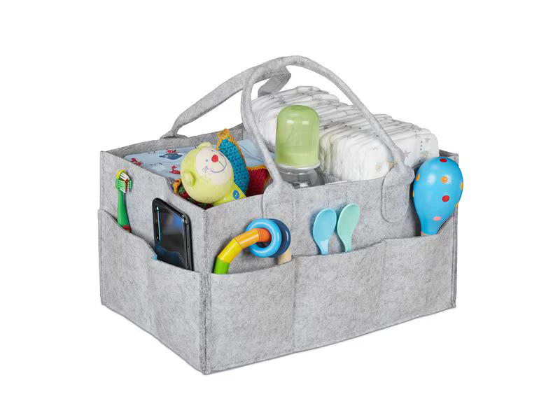 relaxdays Organizer Windel Caddy Filz Grau