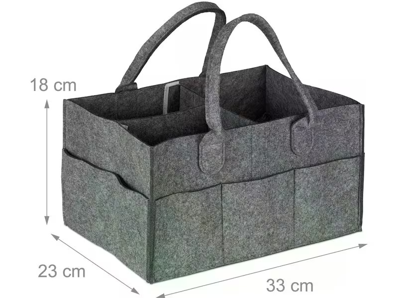 relaxdays Organizer Windel Caddy Filz Anthrazit