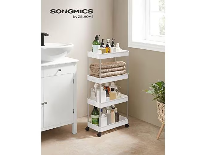 Songmics Küchenwagen mit 4 Ablagen Weiss