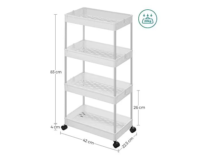 Songmics Küchenwagen mit 4 Ablagen Weiss