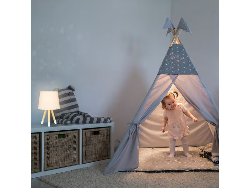 relaxdays Tischlampe Sterne Grau