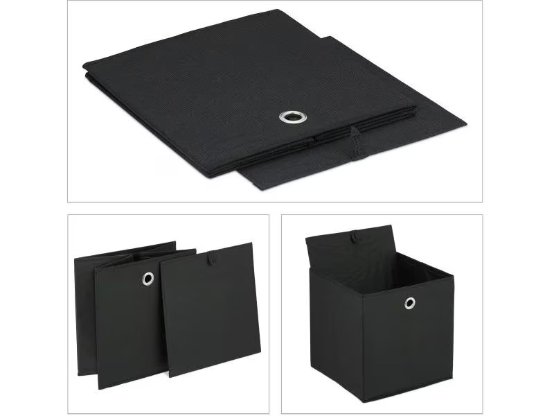 relaxdays Aufbewahrungsbox 4er Set Schwarz