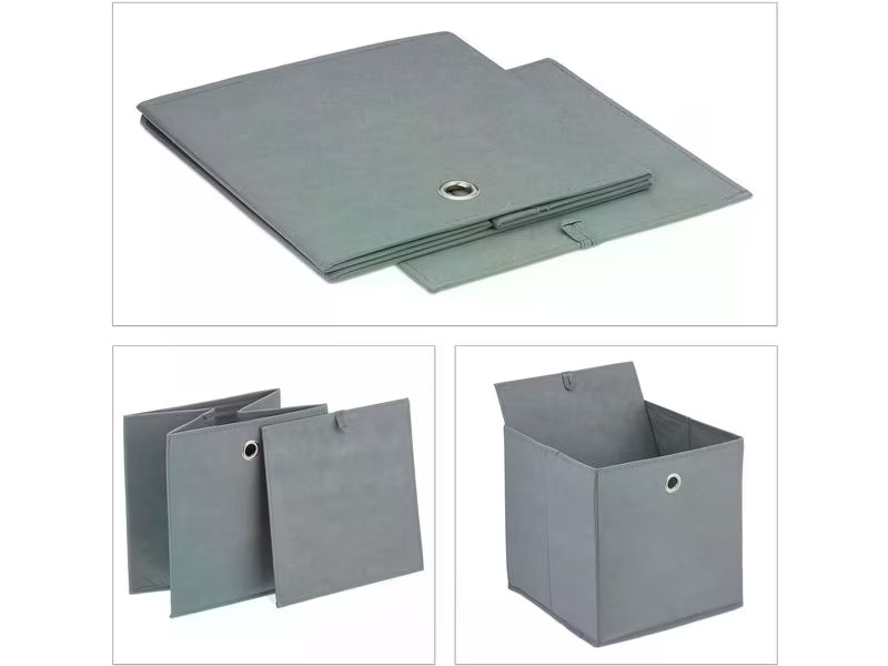 relaxdays Aufbewahrungsbox 4er Set Grau