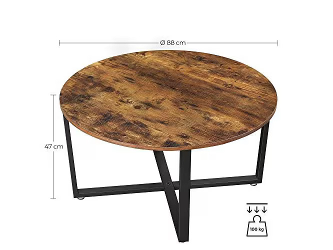 VASAGLE Couchtisch 88 x 47 cm, Braun/Schwarz